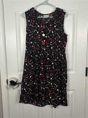 Vintage Dressing Clio Rayon Novelty Print Dress Size Medium